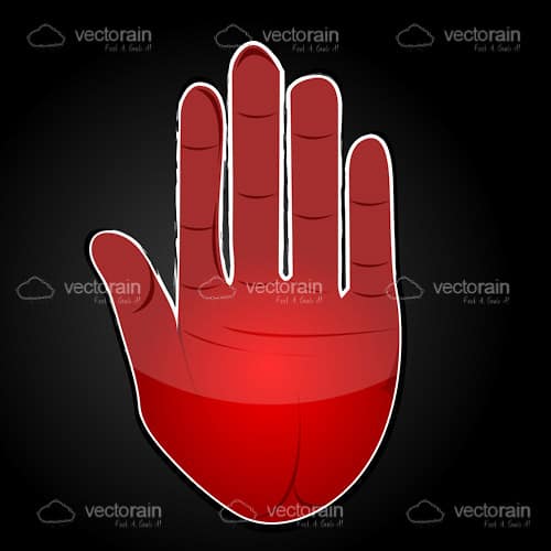 Abstract Red Hand in Stop Sign